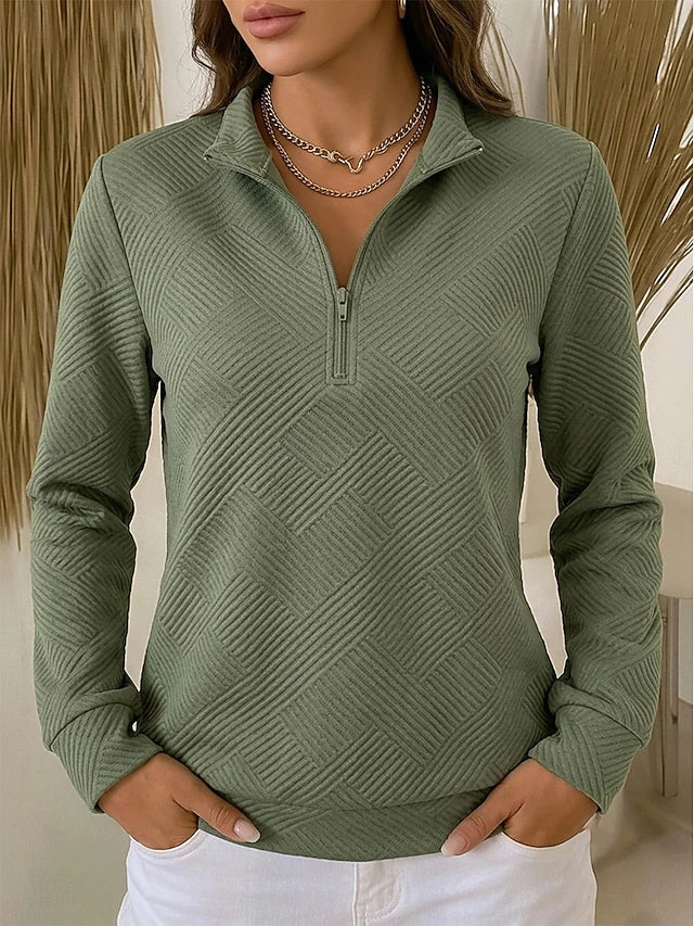 Dames Sweater met Kwartrits en Structuur