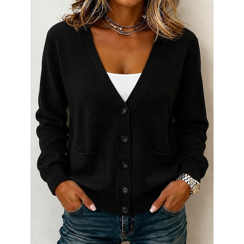 Dames Grijze Fijngebreide Cardigan