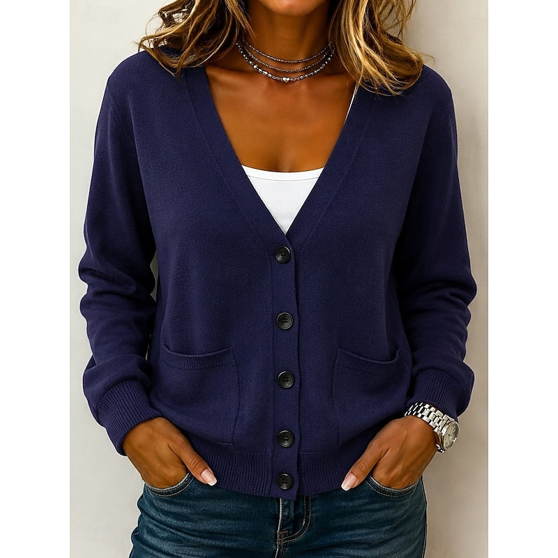 Dames Grijze Fijngebreide Cardigan
