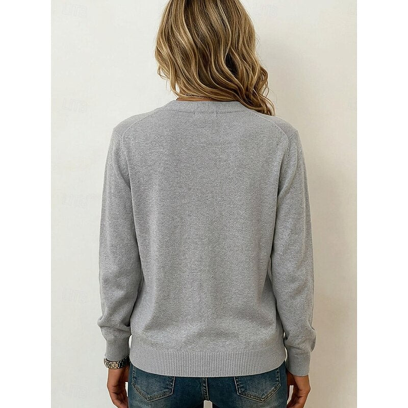 Dames Grijze Fijngebreide Cardigan