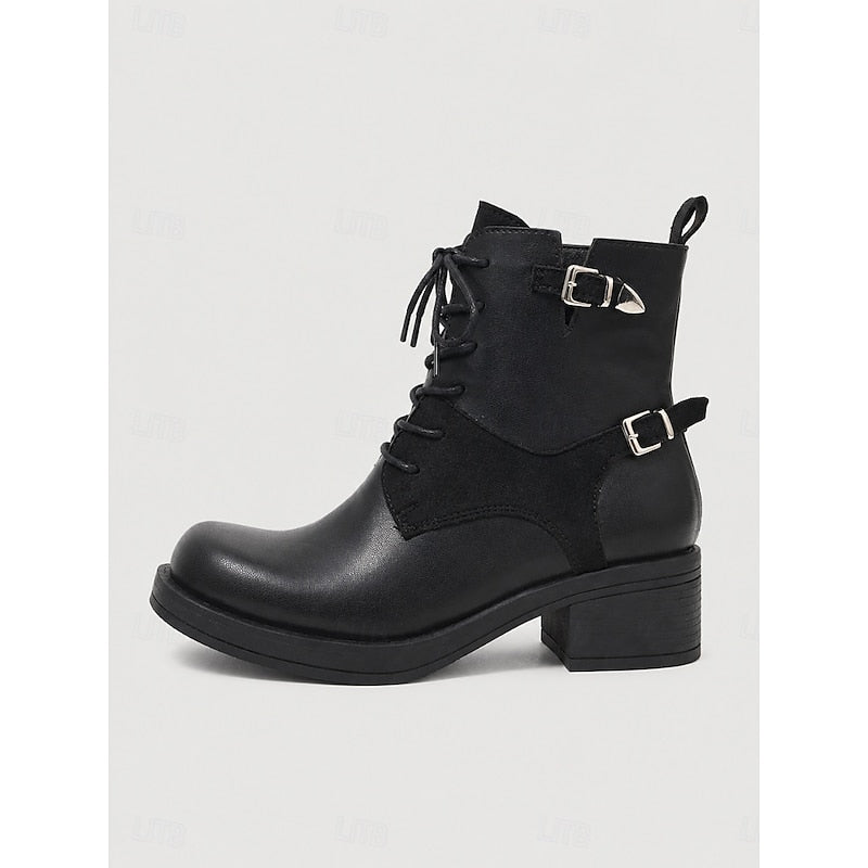 Dames Zwarte Veterboots met Profielzool