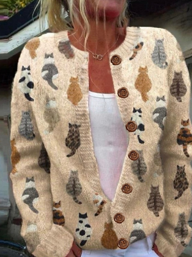 Dames Cardigan met Kattenprint