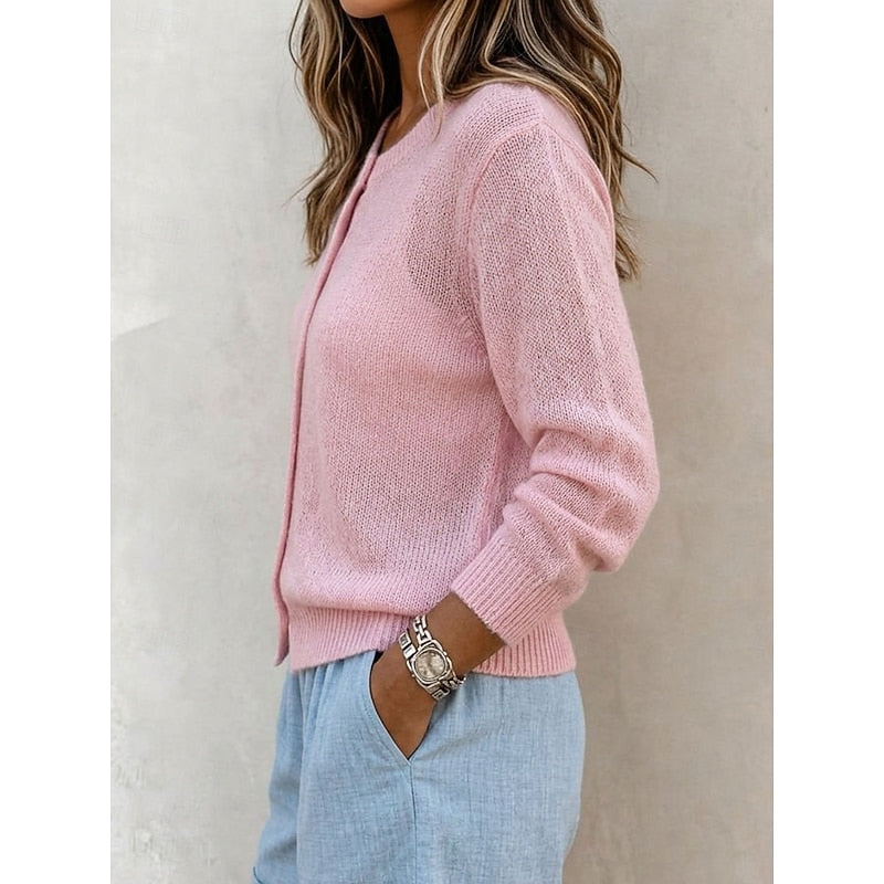 Dames Kort Roze Vestje met Knopen