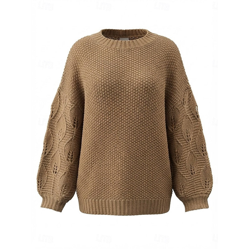 Dames Vintage Kabeltrui met Patchworkstructuur